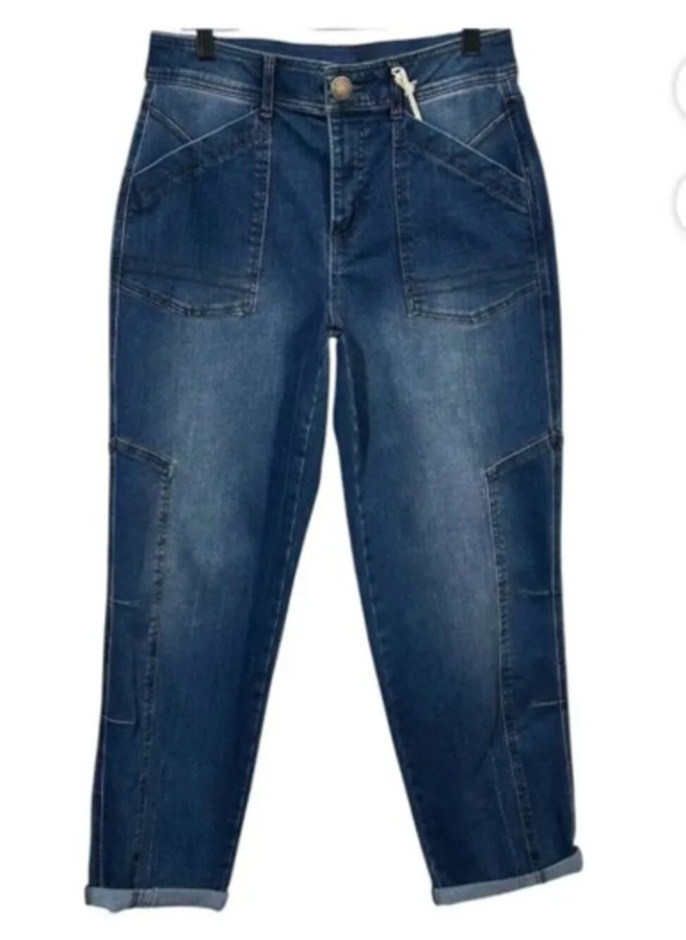 Democracy Absolution High Rise Taper Straight Leg Jeans Women's 10 Blue Patch